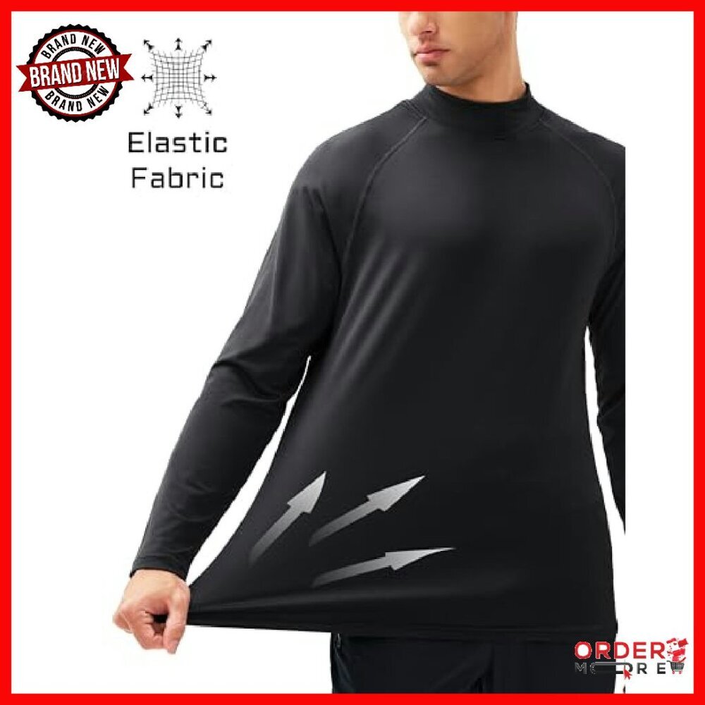 Men's Thermal Mock Neck Fleece Lined Base Layer Long Sleeve Shirt - Picture 4 of 8